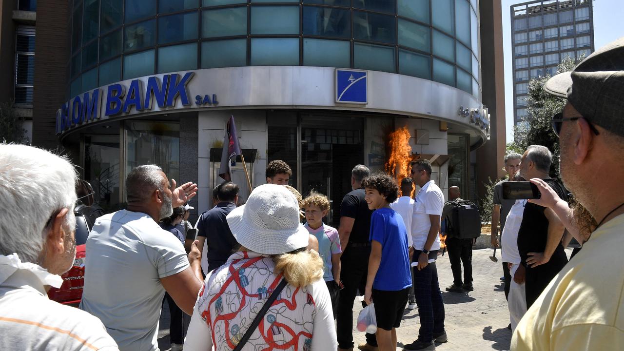 Lebanese bank customers protest in Beirut