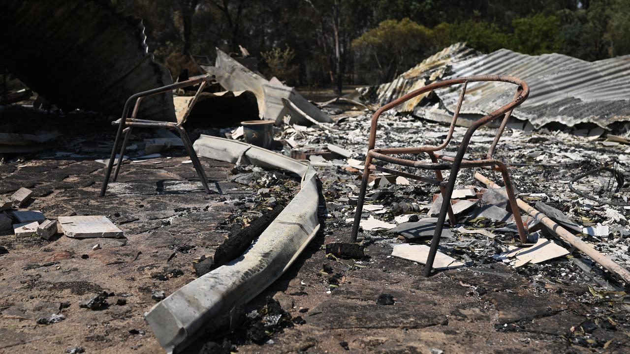 A burnt out property destroyed in Ruffy, Victoria